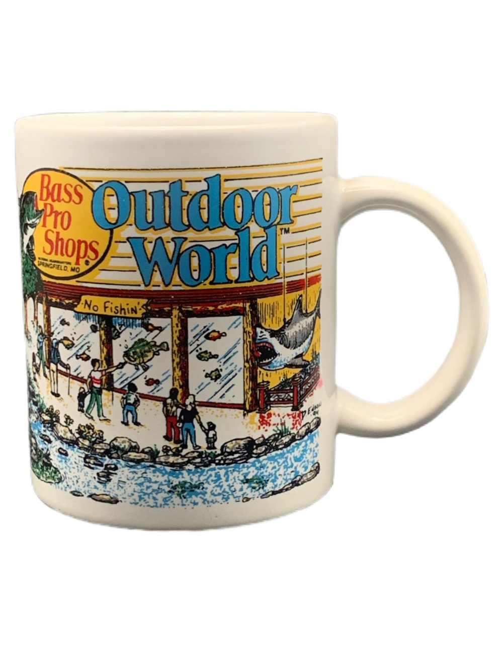 Pre Owned Bass Pro Shops Outdoor World Coffee Tea Mug Hunting Fishing Sportsman